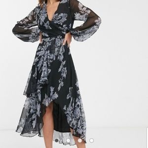 ASOS design wrap waist midi dress floral